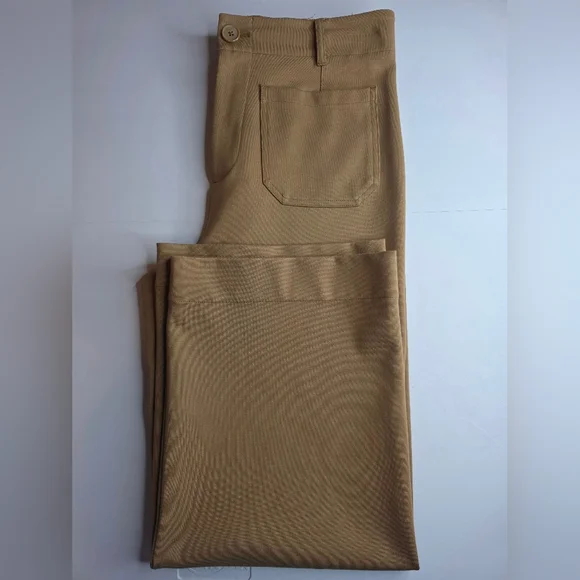Jones & Co Tan High Rise Wide Leg Ankle Trousers Stretch Thick Size 10 2250-Ai - Picture 12 of 12